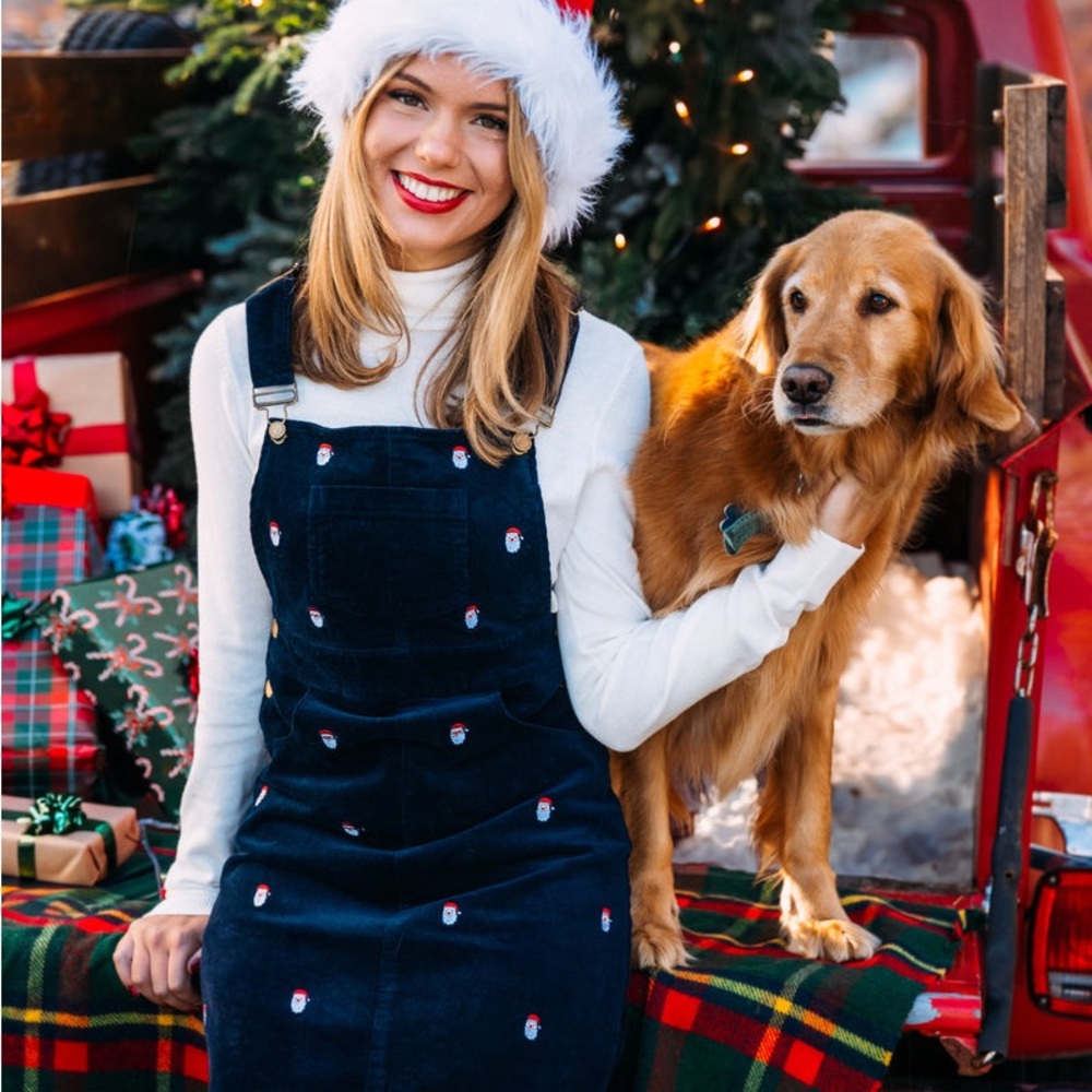 Kiel James Patrick | Santa Embroidered Corduroy Jumper Dress | S